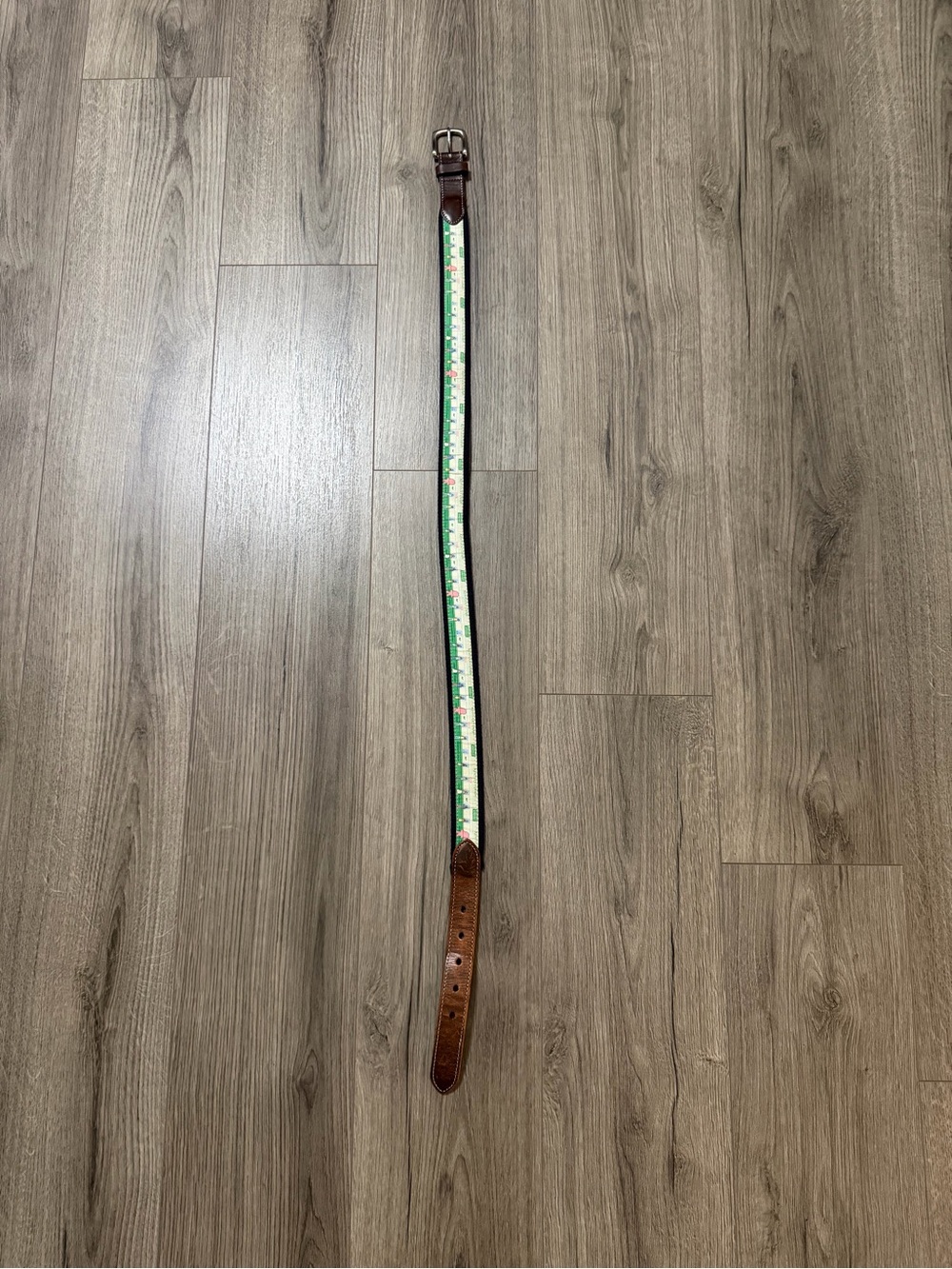 Vineyard Vines Brown Leather and Navy Trim Belt